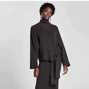 Black Zara Tie Bottom Turtleneck Sweater
